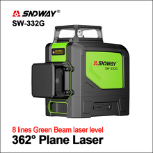 Sndway-nível a laser verde 360, autonivelante, 3d, vertical, horizontal, giratório, laser externo, 8 linhas, lasers, nível de laser 2024 - compre barato