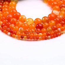 Contas de pedras naturais laranja para fazer jóias, contas soltas redondas com 12mm 4 6 8 10 para pulseira 2024 - compre barato