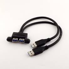 1pcs Black Dual USB 3.0 A Male to USB 3.0 Female Extension Screw Panel Mount Cable 30cm/50cm 2024 - buy cheap