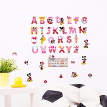 Disney-pegatinas de pared con letras de Mickey Mouse y Minnie Mouse, pegatinas para habitación de niños, escuela, estudio, decoración del hogar, bricolaje, papel para bebés, rompecabezas 2024 - compra barato