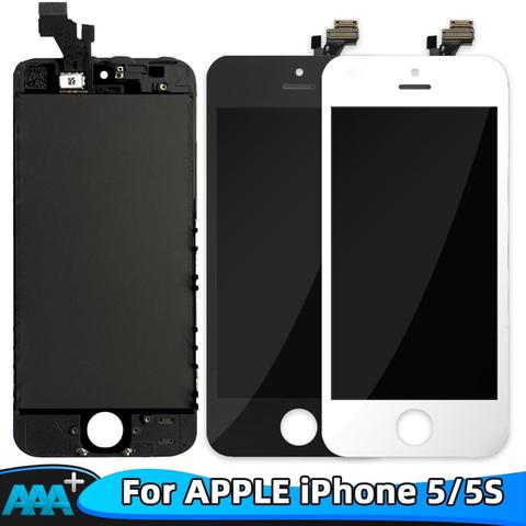 Черный/белый ЖК-дисплей для iPhone 5 5s AAA качественный ЖК-дисплей с сенсорным экраном дигитайзер в сборе для iPhone 5 5s без мертвых пикселей с подарками 2022 - купить недорого