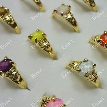 300Pcs Fashion Acrylic Classic Gold Rings For Women Rhinestone Whole Sale Bulk Lots Free Shipping RL023 2024 - buy cheap