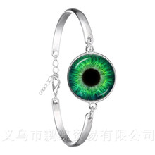 Fashion Chain Bracelet 18mm Glass Dome Black Green Cat Eye Bangle Evil Eyes Bangles Dragon Eye Jewelry Wholesale 2024 - buy cheap