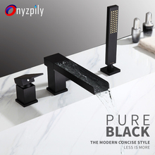 Onyzpily Bathtub Faucet  3PCS Waterfall  Single Handle Deck Mount Handheld Tub Mixer Taps Black ORB  Widespread Tub Sink Tap 2024 - buy cheap