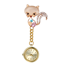 LANCARDO-reloj de bolsillo con Clip para mujer, pulsera de cuarzo con bonito diseño de gato, broche colgante de pétalos de moda 2024 - compra barato