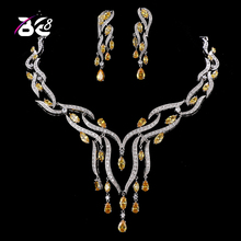 Be 8 Роскошные Длинные серьги подвеска ожерелье женское свадебное с AAA фианитами африканские бусины комплект ювелирных изделий YC001 2024 - купить недорого
