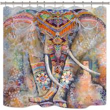 Conjunto de cortina de ducha con diseño de elefante para el hogar, Panel de tela de poliéster impermeable, estilo bohemio, étnico, Hippie, indio 2024 - compra barato