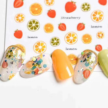Folha de Moda de Nova 3D 1 Prego Adesivos frutas coloridas carta Unhas Sticker Striping Tape Decoração Manicure Z0156 2024 - compre barato