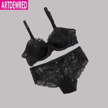 ARTDEWRED Sexy Ultra-thin bralette set transparent lace bra set girl push up temptation underwear plus size bra and brief sets 2024 - buy cheap