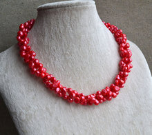 Collar de perlas perfectas, Color rojo barroco forma Real collar de perlas de agua dulce, AA 6-7MM 18 pulgadas 2024 - compra barato