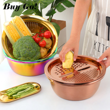 3PC/Set Stainless Steel Vegetable Slicer Fruit Potato Peeler Carrot Grater Strainer Utensil Round Rice Washer Bowl Drain Basket 2024 - buy cheap