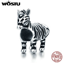 WOSTU-Plata de Ley 925 auténtica de diseño de cebra y caballo para mujer, cuentas de animales compatibles con Pulsera Original, regalo de joyería CQC550 2024 - compra barato