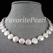 Coin Pearl Necklace 13-14mm 17-18 Inches White Color Freshwater Pearl Necklace - Wedding Bridesmaid Jewelry - Free Shipping 2024 - buy cheap