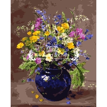 Pintura por números de flores, lienzo artesanal, pintura al óleo, imágenes de pared para sala de estar, coloración de margaritas azules por números 2024 - compra barato