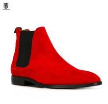 FR. LANCELOT 2019 de Luxo Da Marca botas de couro de camurça estilo Britânico homens botas de cor vermelha deslizamento em sapatos de casamento do sexo masculino botas chelsea 2024 - compre barato