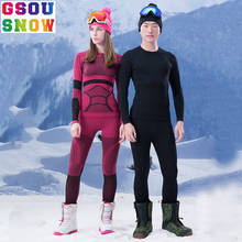 GSOU SNOW Brand Ski Underwear Women Men Long Johns Ski Suit Quick Dry Skiing Jacket Pants Thermal Breathable Winter Outdoor Coat 2024 - buy cheap