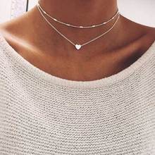 FAMSHIN Fashion Gold Silver Color Jewelry Love Heart Necklaces & Pendants Double Chain Choker Necklace Collar Women Jewelry Gift 2024 - buy cheap