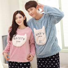 JINUO Fashion Winter Brand Homewear Couples Pajama sets Men Thicken Warm Flannel Velvet Sleepwear suit Male 2024 - buy cheap