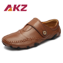 AKZ man Loafers Genuine leather Mens Casual shoes Spring Summer cow leather Business shoes Light Male Flats shoes big size 38-47 2024 - buy cheap