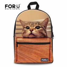 Женский рюкзак FORUDESIGNS с 3d-изображением животных, рюкзаки с милым котом для девочек-подростков, студентов колледжа, женский рюкзак для кампуса 2024 - купить недорого