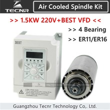 4 bearing 1.5KW 220V air cooled spindle motor ER11 ER16 kit and 1.5KW BEST brand VFD inverter 2024 - buy cheap