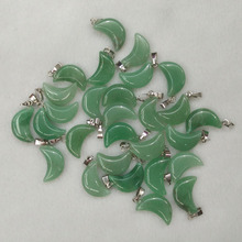 2016 fashion high quality green aventurine stone crescent moon charm pendants for DIY jewelry making Wholesale 50pcs/lot free 2024 - buy cheap
