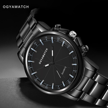 Роскошные новые бизнес часы мужские модные черные полностью стальные часы Мужские часы erkek kol saati высокое качество 2024 - купить недорого
