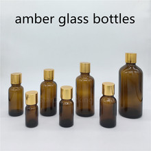 Botella de cristal ámbar con tapón de rosca dorado para Perfume, 5ml, 10ml, 15ml, 20ml, 30ML, 50ml, 100ml, 200 Uds. 2024 - compra barato