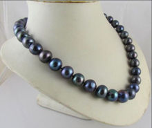 14KGP VERY PRETTY TAHITIAN NATURAL 9~10MM BLACK PEARL NECKLACE 18" 2024 - buy cheap