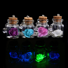 Romantic Luminous Glow In Dark Rose Flower Pendant Necklace Fluorescent Glass Wish Bottle Chain Choker Necklace Gift Jewelry 2024 - buy cheap