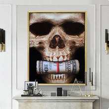 Decorative Painting Skull Bite Money Abstract Pictures Wall Art Painting For Living Room Modern Canvas Printed Home Decoration 2024 - buy cheap