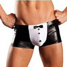 Ropa interior Sexy para hombres, boxeadores, pantalones de piel de imitación, bóxers cortos, chulas de silicona, ropa interior Gay, Club de baile con botones 2024 - compra barato