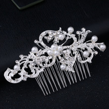 Wedding Elegant Five-Petal Crystal Hair Ornaments Flashing Crystal Pearl Bride Hair Comb Bridal Hair Accessories Jewelry 2024 - buy cheap