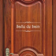 Винтажный французский Porte Salle de bain несессер настенный стикер для ванной комнаты декор для туалетной двери виниловая наклейка украшение Настенная Наклейка 2024 - купить недорого