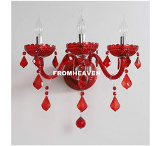 Lámpara de pared de cristal para sala de estar, candelabro de cristal moderno de Color rojo para iluminación de pared, envío gratis 2024 - compra barato