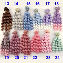 new arrival 6 or 12 pieces 15cm X 100cm brunette pink green purple grey blue color curly doll hair for 1/3 1/4 1/6 BJD SD diy 2024 - buy cheap