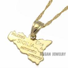 Italy sicilia map pendant & necklace for women & men, country map Italy sicilia map jewelry 2024 - buy cheap