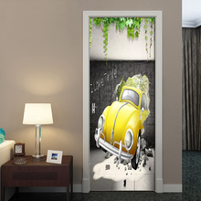 DIY Door Sticker 3D Space Car PVC Self Adhesive Decals Wall Sticker Mural Rooms Door Decor Sticker 3D Wallpaper Poster Painting 2024 - buy cheap