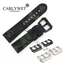 CARLYWET 24 мм оптом Камуфляжный зеленый водонепроницаемый силиконовый резиновый сменный ремешок для наручных часов 2024 - купить недорого