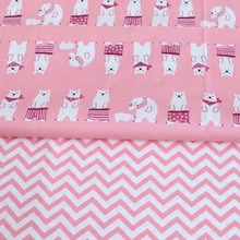 Tela de sarga en zigzag de oso polar rosa para niños, 100% de algodón, sábanas de cama, decoración del hogar, patchwork hecho a mano 2024 - compra barato