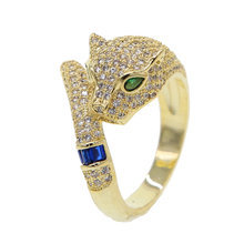 Новинка лета 2019, уникальное кольцо Леопард с животными, золотые кольца с фианитами, женские и мужские вечерние кольца, ювелирные украшения в Дубае, Размер 6 7 8 2024 - купить недорого