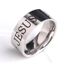 Anéis de casamento de aço inoxidável 316l 8mm, anéis prateados de cruz de jesus para homens e mulheres atacado 2024 - compre barato