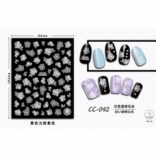 SUPER THIN SELF ADHESIVE 3D NAIL ART SLIDER STICKER TRANSPARENT WHITE FLOWER MARBLE STONE PATTERN MOON STAR SWEET HEART CC37-45 2024 - buy cheap