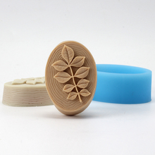 Molde de silicona para jabón hecho a mano, molde ovalado con patrón de hojas 2024 - compra barato