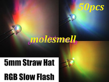 Sombrero de paja de 50 Uds 5mm, sombrero de paja de colores, Flash de neón RGB rojo azul verde LED led 5mm 2024 - compra barato