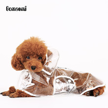 Gomaomi À Prova D' Água capa de Chuva Transparente Para Animais de Estimação Do Filhote de Cachorro Dog Roupas Vestido com Capuz 2024 - compre barato