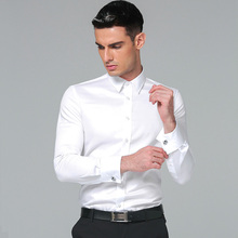 High Quality 2021 Brands New Regular Fit Shirts for Men Business Long Sleeve Cufflink Cotton Solid Color Camisas De Hombre 2024 - buy cheap