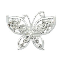 Silver Plated Collar Pin Crystal Butterfly Brooch Charming Accessories Drop Shipping 2024 - buy cheap