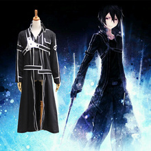 Fantasia de halloween + camiseta + acessórios, conjunto de roupas para cosplay de kirito semi-inverno 2024 - compre barato