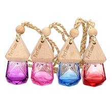 Empty Glass Bottle Gradient Crystal Car Hanging Perfume Rearview Mirror Ornament Air Freshener Essential Oils Diffuser Fragrance 2024 - buy cheap